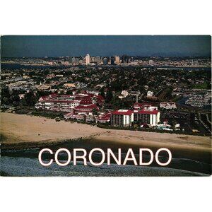 Vintage Coronado Postcard Aerial View San Diego Coastline Road Runner Card Co